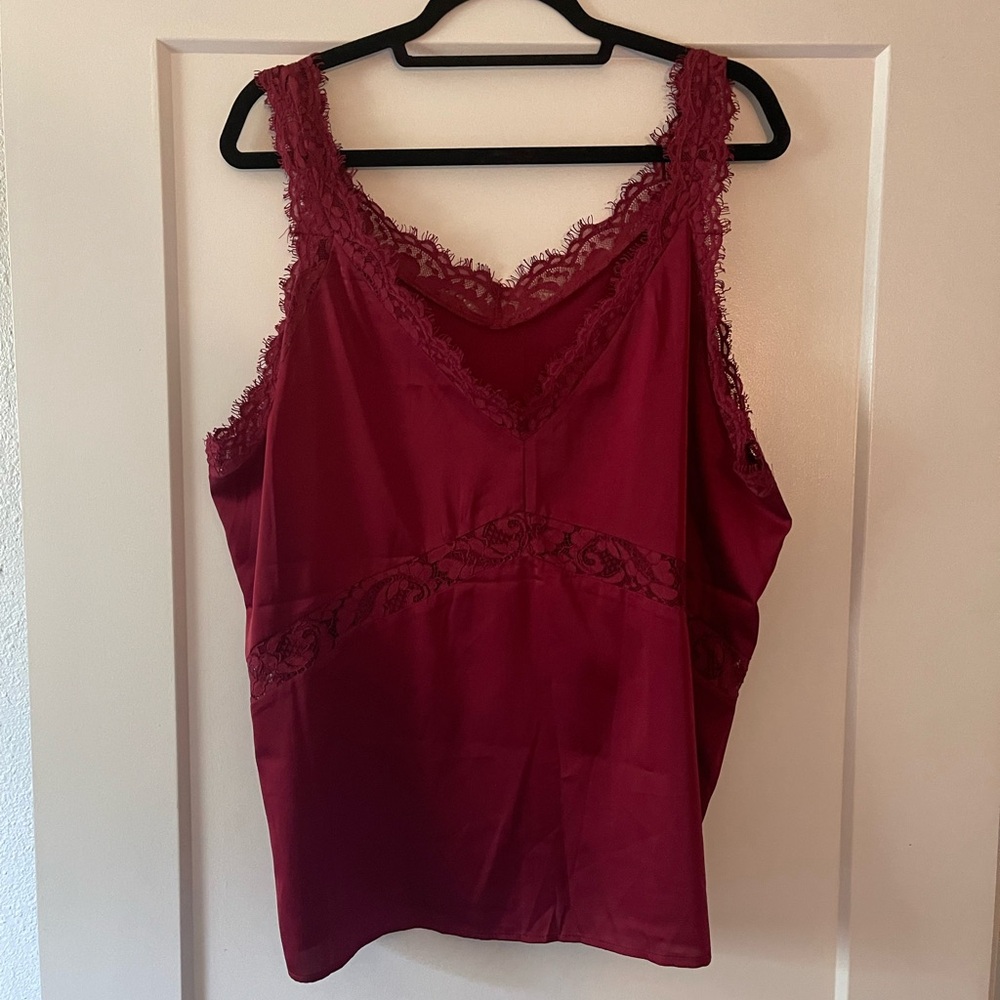 Red Lace Camisole with Relaxed Fit